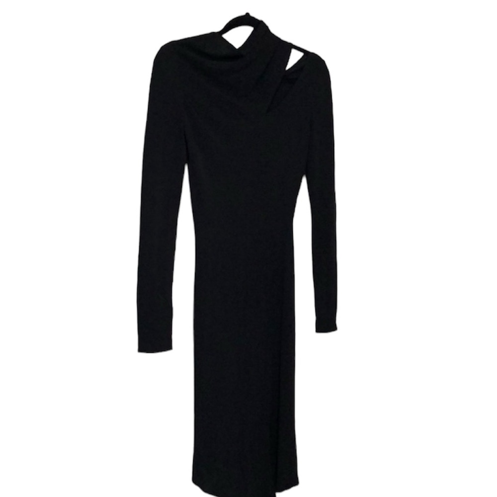 Yigal Azrouel cutout long sleeve midi dress black Size 0